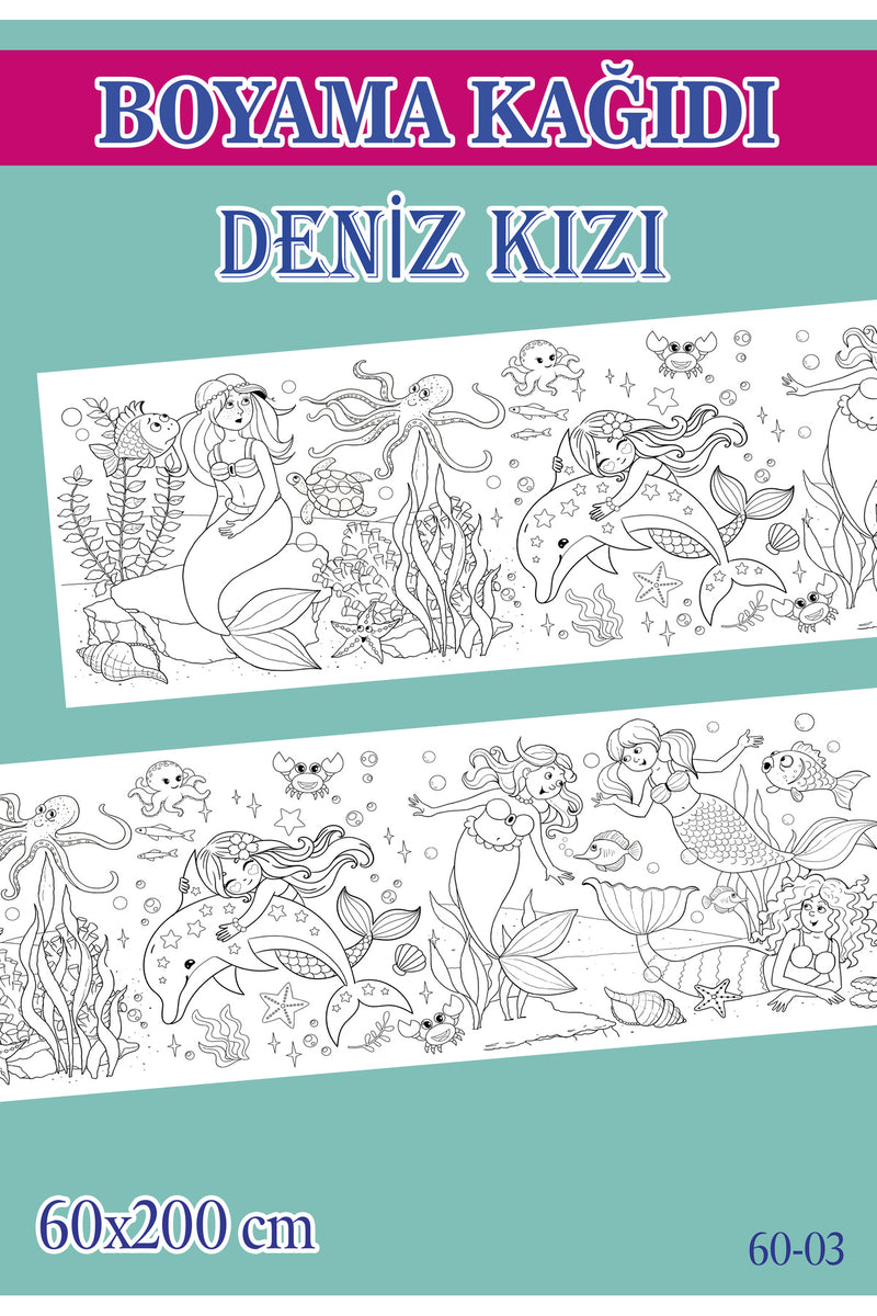 2 mt Deniz Kızı Tema Çocuk Aktivite Dev Boyama Kağıdı