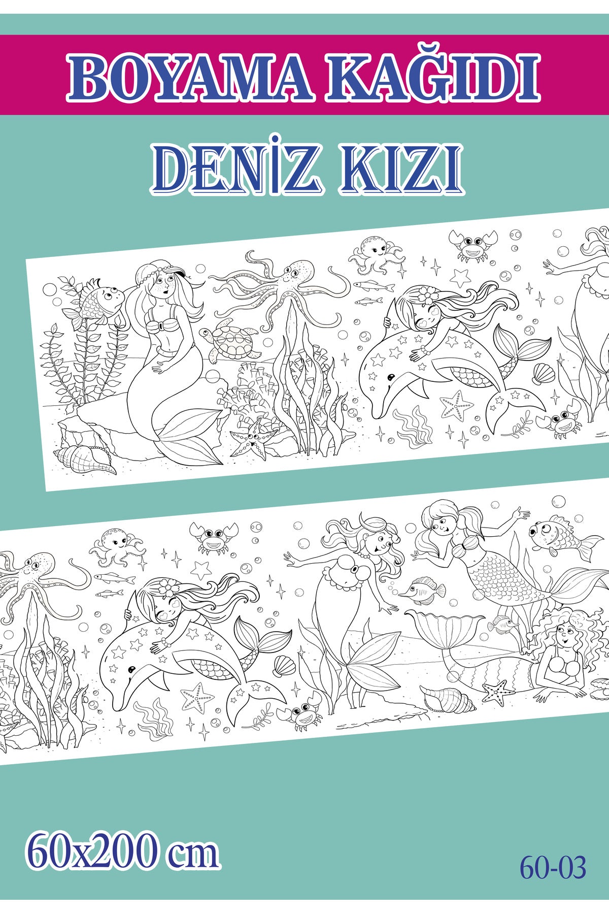 2 mt Deniz Kızı Tema Çocuk Aktivite Dev Boyama Kağıdı