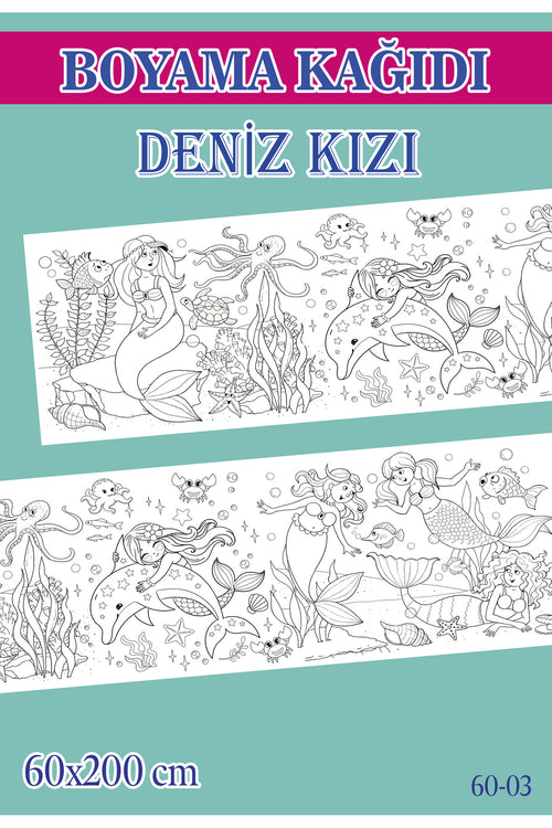 2 mt Deniz Kızı Tema Çocuk Aktivite Dev Boyama Kağıdı