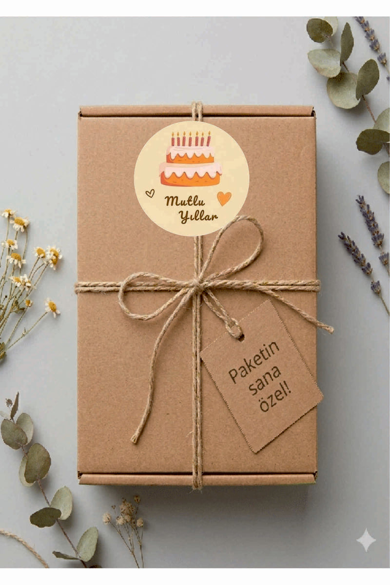 Doğum Günü tebrik sticker seti, 4x4 cm 15 adet Etiket seti