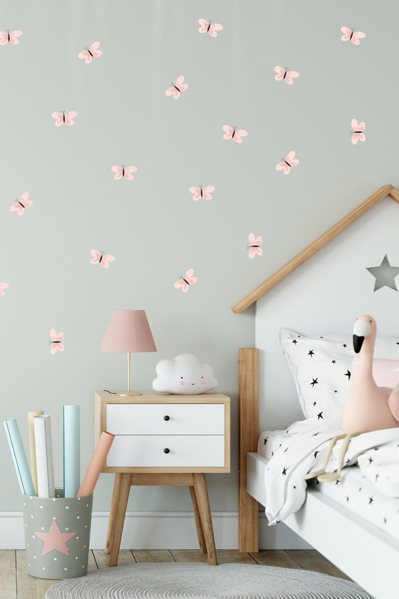 Pembe Minik Kelebekler Çocuk Odası Dekoratif Duvar Sticker Seti - Sim731
