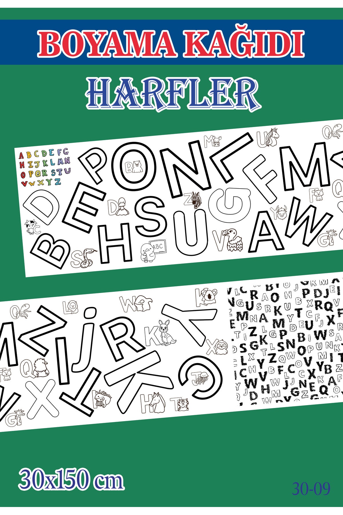 1,5 mt Harfler Tema Çocuk Aktivite Dev Boyama Kağıdı