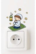 - Priz- Ramazan Dua Eden Çocuk ve Fener Yıldızlar Dekoratif Priz Sticker
