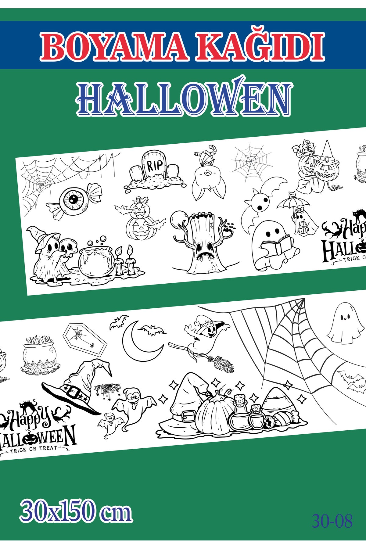 1,5 mt Hallowen Tema Çocuk Aktivite Dev Boyama Kağıdı