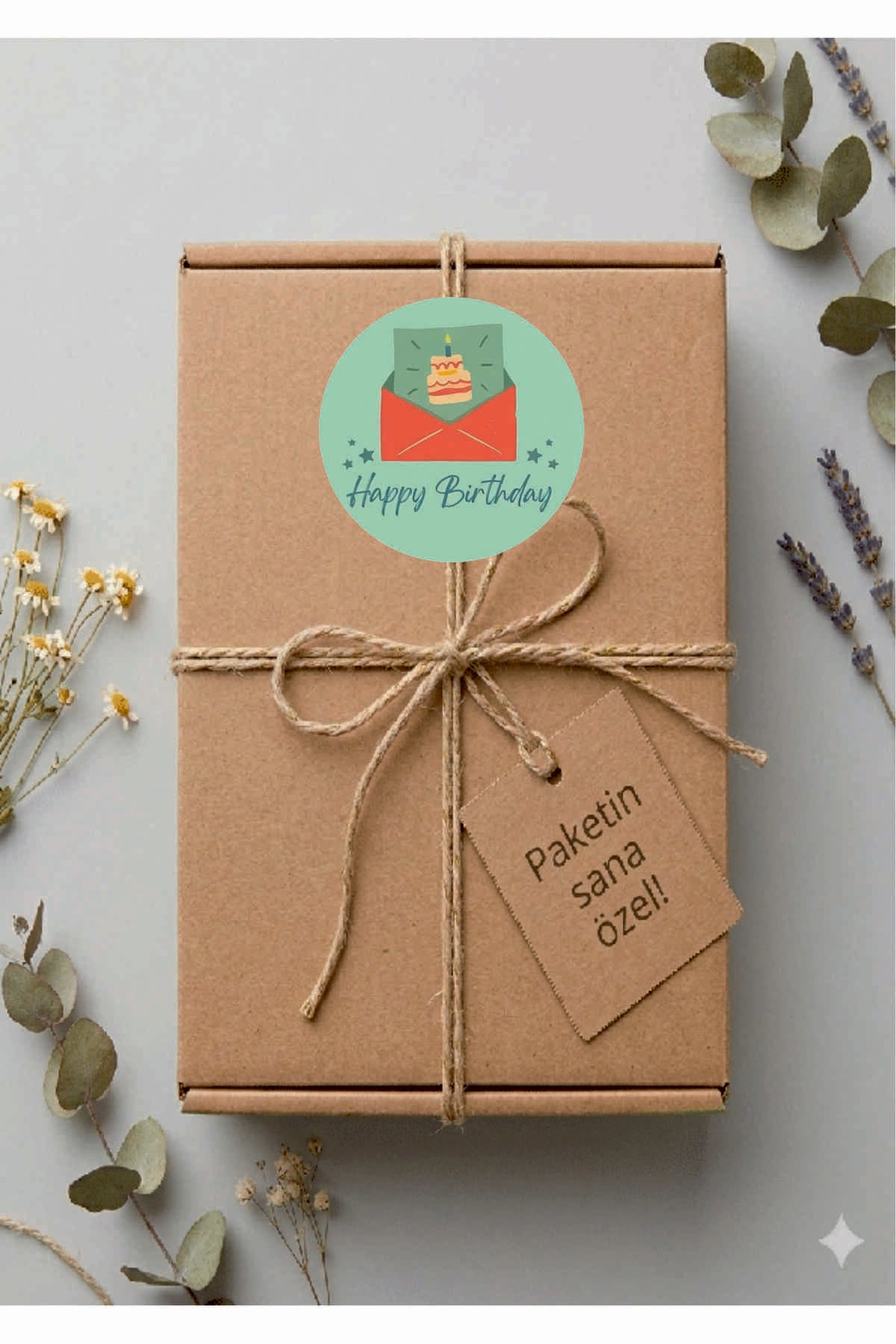 Doğum Günü tebrik sticker seti, 4x4 cm 15 adet Etiket seti