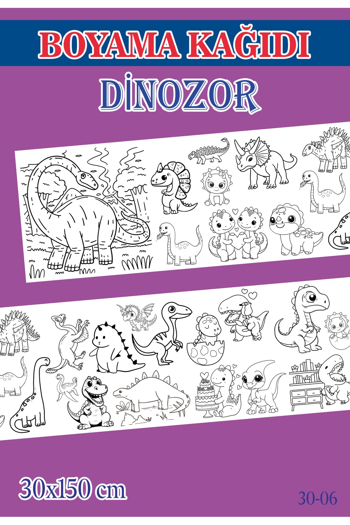 1,5 mt Dinozor Tema Çocuk Aktivite Dev Boyama Kağıdı
