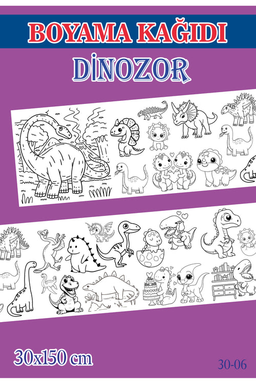 1,5 mt Dinozor Tema Çocuk Aktivite Dev Boyama Kağıdı