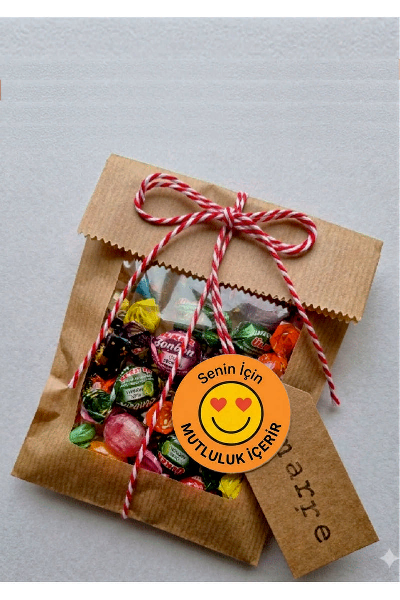Paketleme Kutularına Özel Tasarım Etiketler 4 cm Çapında 15 Adet