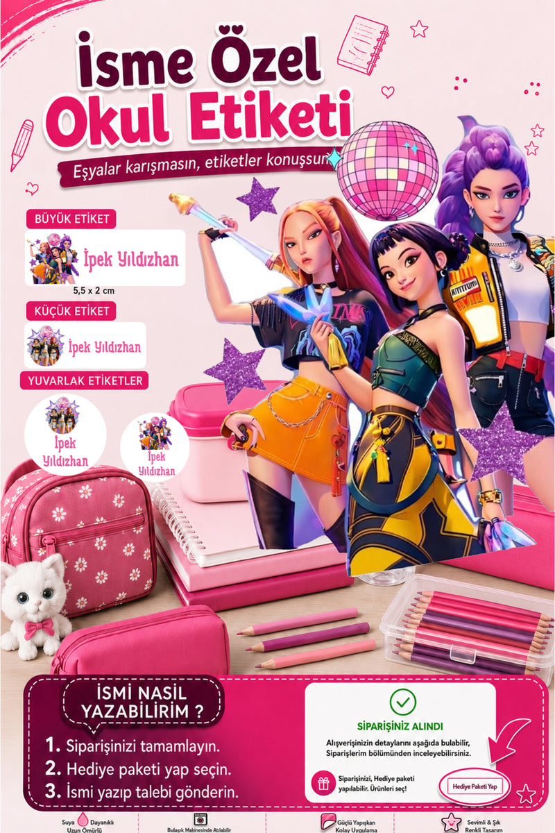Kpop Okul Etiketi Kalem Defter Etiketi Özel İsim Yazılabilen Etiket 286 Adet İsim Etiketi