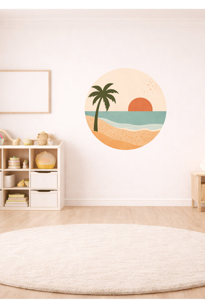 Soft Pastel Renklerde Doğa Manzarası Çocuk Odası Duvar Sticker Seti