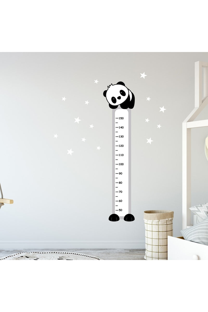 Sevimli Panda Boy Ölçer Duvar Sticker Seti Renkli