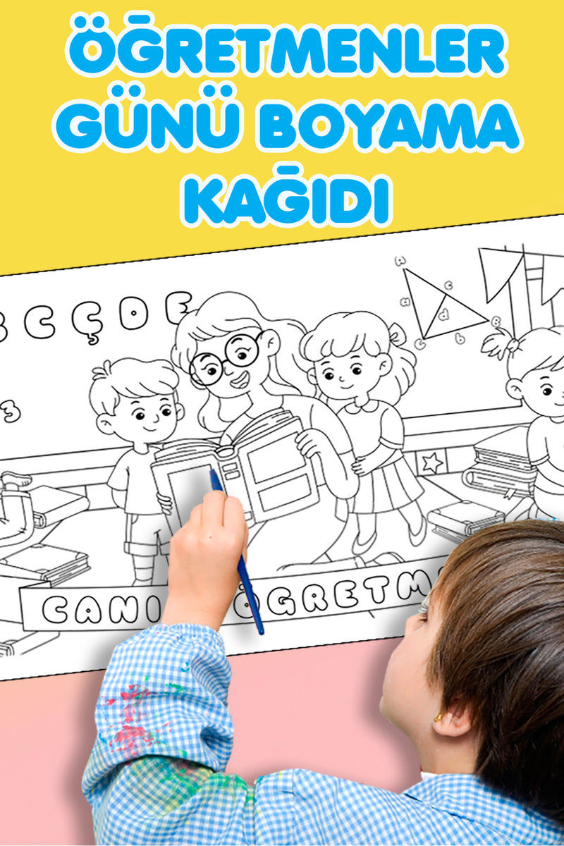 SimKids 24 Kasım Öğretmenler Günü Canım Öğretmenim Dev Boyama Kağıdı 2,5 metre