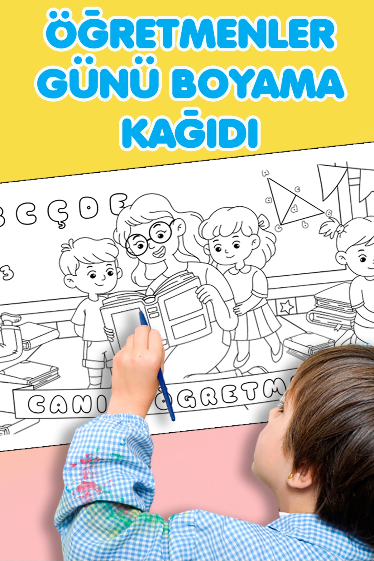SimKids 24 Kasım Öğretmenler Günü Canım Öğretmenim Dev Boyama Kağıdı 2,5 metre