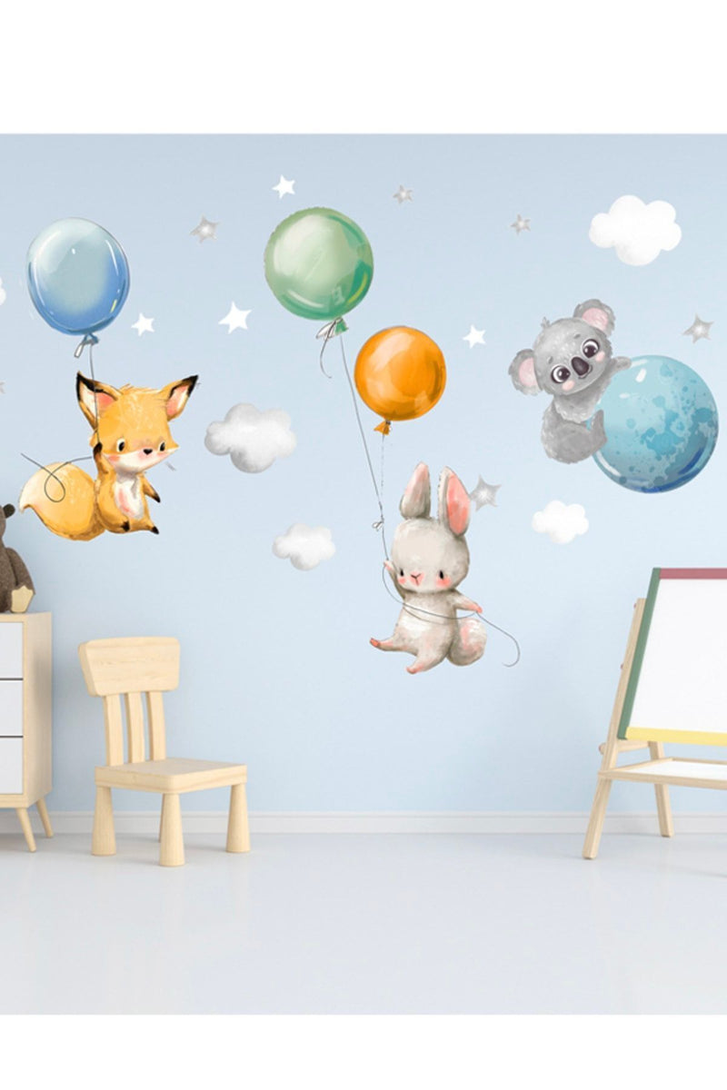Sevimli Balonlu Hayvanlar Duvar Sticker Seti