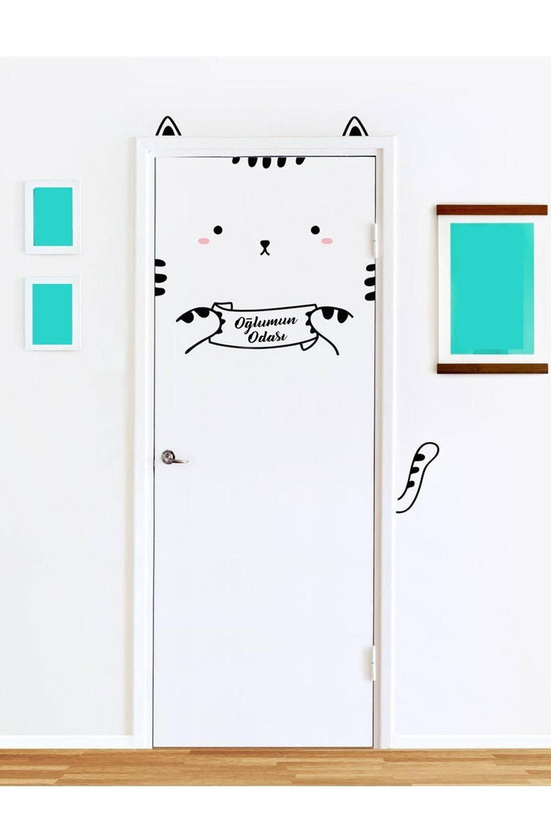 Kedi Kapı Sticker - Oğlumun Odası