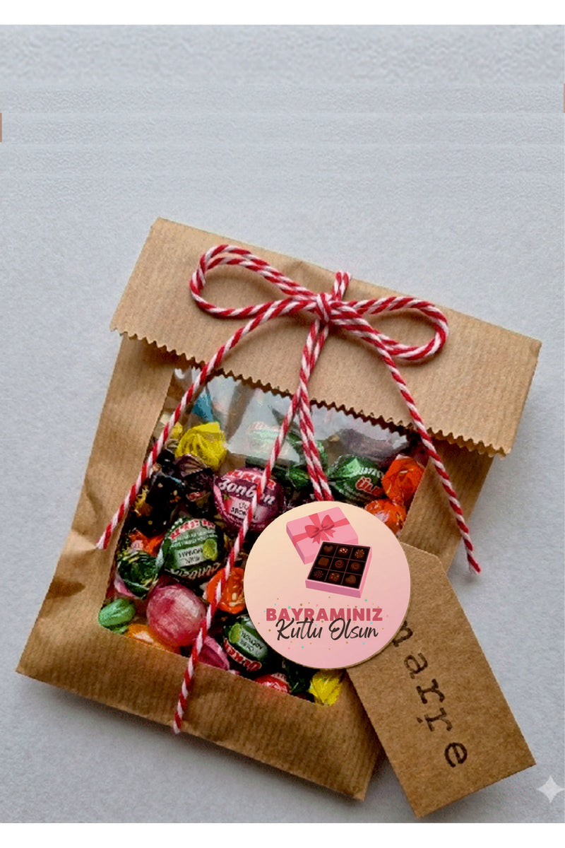 Bayramınız Kutlu Olsun yazılı, Paketleme Kutularına Özel Etiketler 4 cm Çapında 15 Adet Etiket