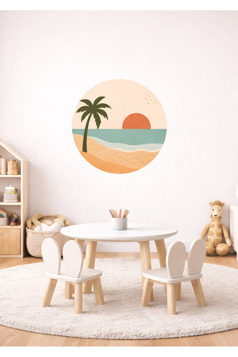 Soft Pastel Renklerde Doğa Manzarası Çocuk Odası Duvar Sticker Seti
