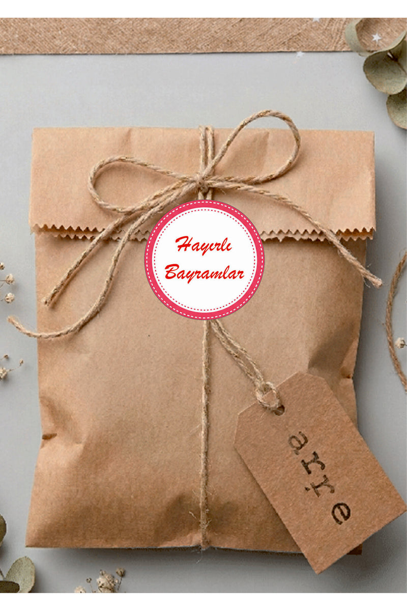 Hayırlı Bayramlar yazılı, Paketleme Kutularına Özel Tasarım Etiketler 4 cm Çapında 15 Adet Etiket