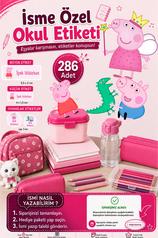 Peppa Pig School Label Pencil Notebook Label Custom Name Tag 286 Pcs Name Labels