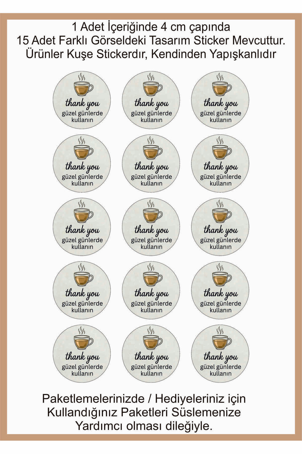 Paketlemeye özel 30 adet sticker, (farklı trend modeller ile mağazamızda kampanyalı olarak satışta)