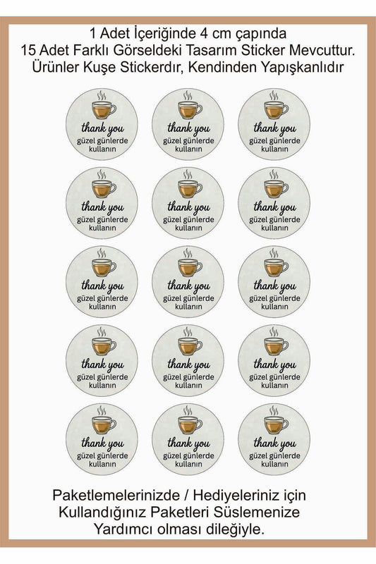 Paketlemeye özel 30 adet sticker, (farklı trend modeller ile mağazamızda kampanyalı olarak satışta)