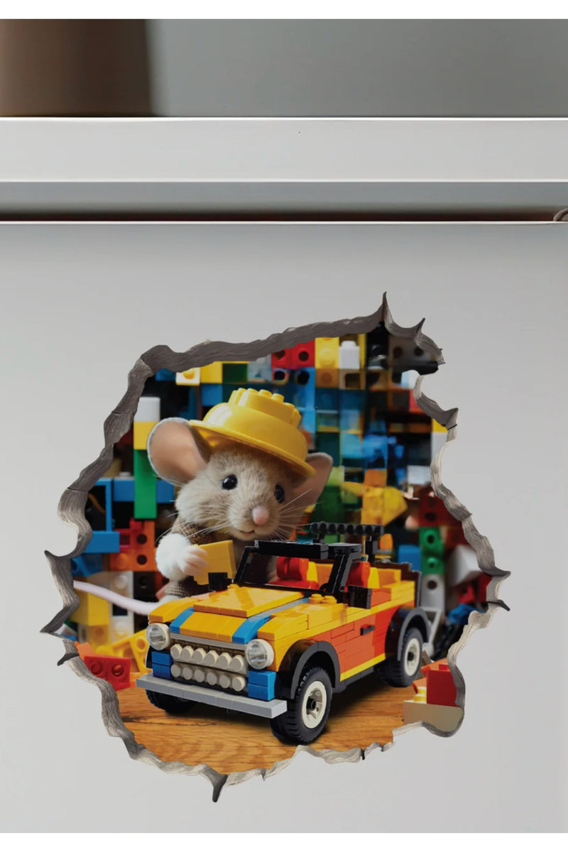 - Lego Oynayan Fare - Mini Dekoratif Sticker Çıkartma