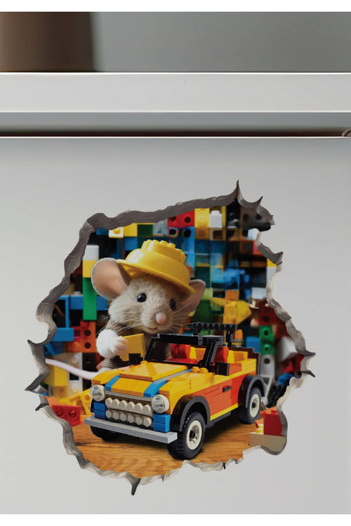 - Lego Oynayan Fare - Mini Dekoratif Sticker Çıkartma