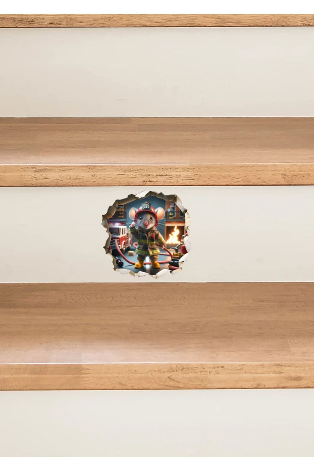 İtfaiyeci Sevimli Fare Koridor Cam Ev Dekorasyon Sticker