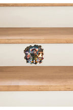 İtfaiyeci Sevimli Fare Koridor Cam Ev Dekorasyon Sticker