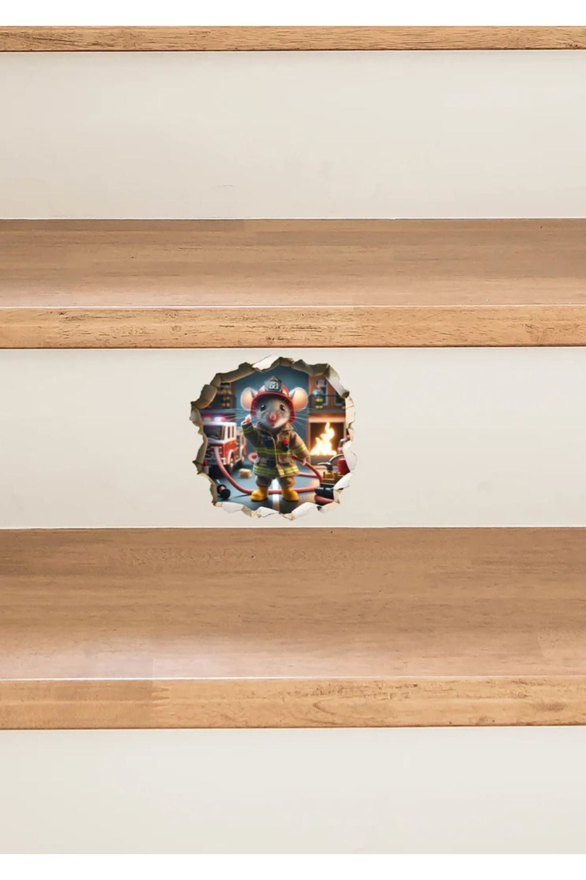 İtfaiyeci Sevimli Fare Koridor Cam Ev Dekorasyon Sticker
