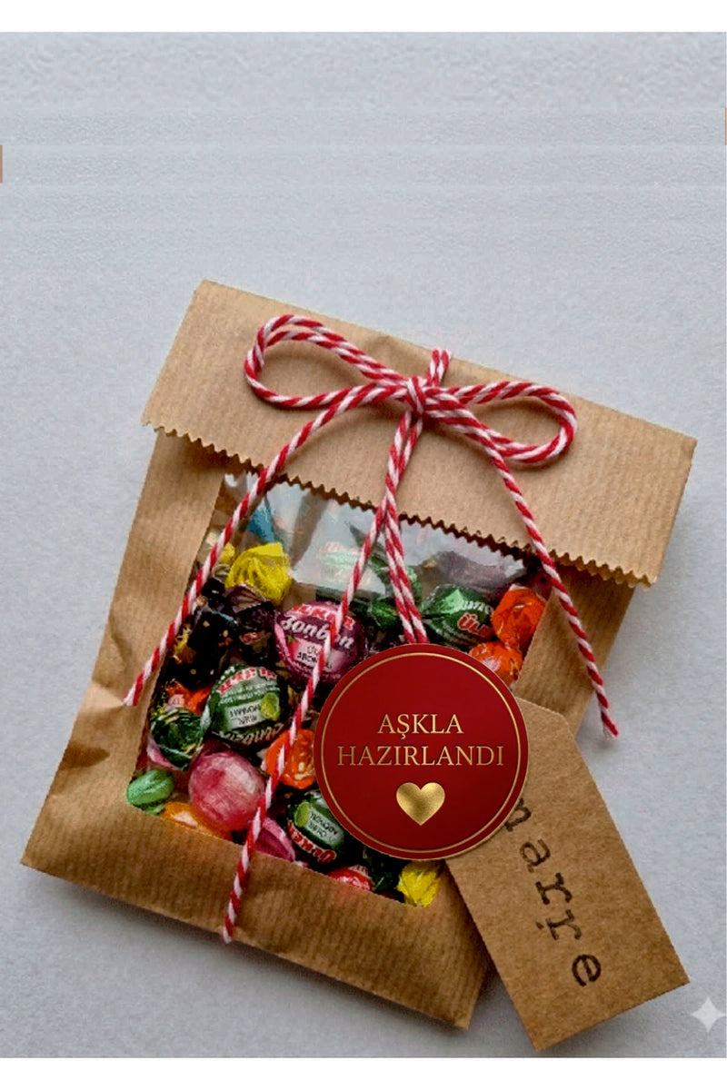 Paketleme Kutularına Özel Tasarım Etiketler 4 cm Çapında 15 Adet Sizin için sevgiyle hazırlandı