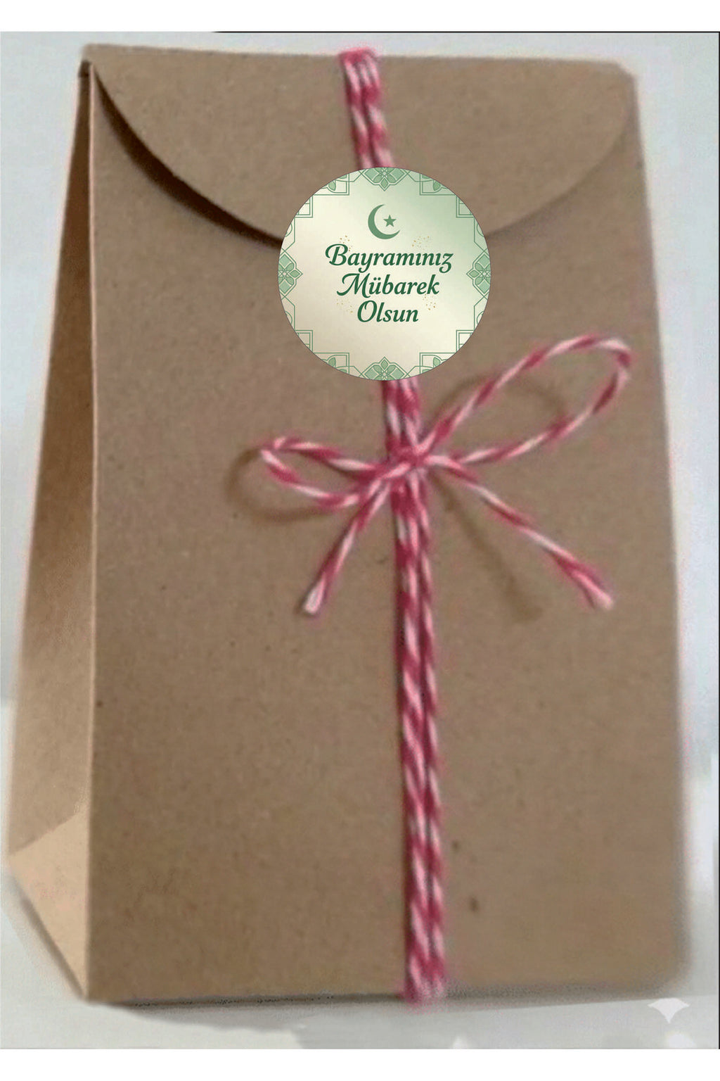 Bayramınız Mübarek Olsun yazılı, Paketleme Kutularına Özel Etiketler 4 cm Çapında 15 Adet Etiket