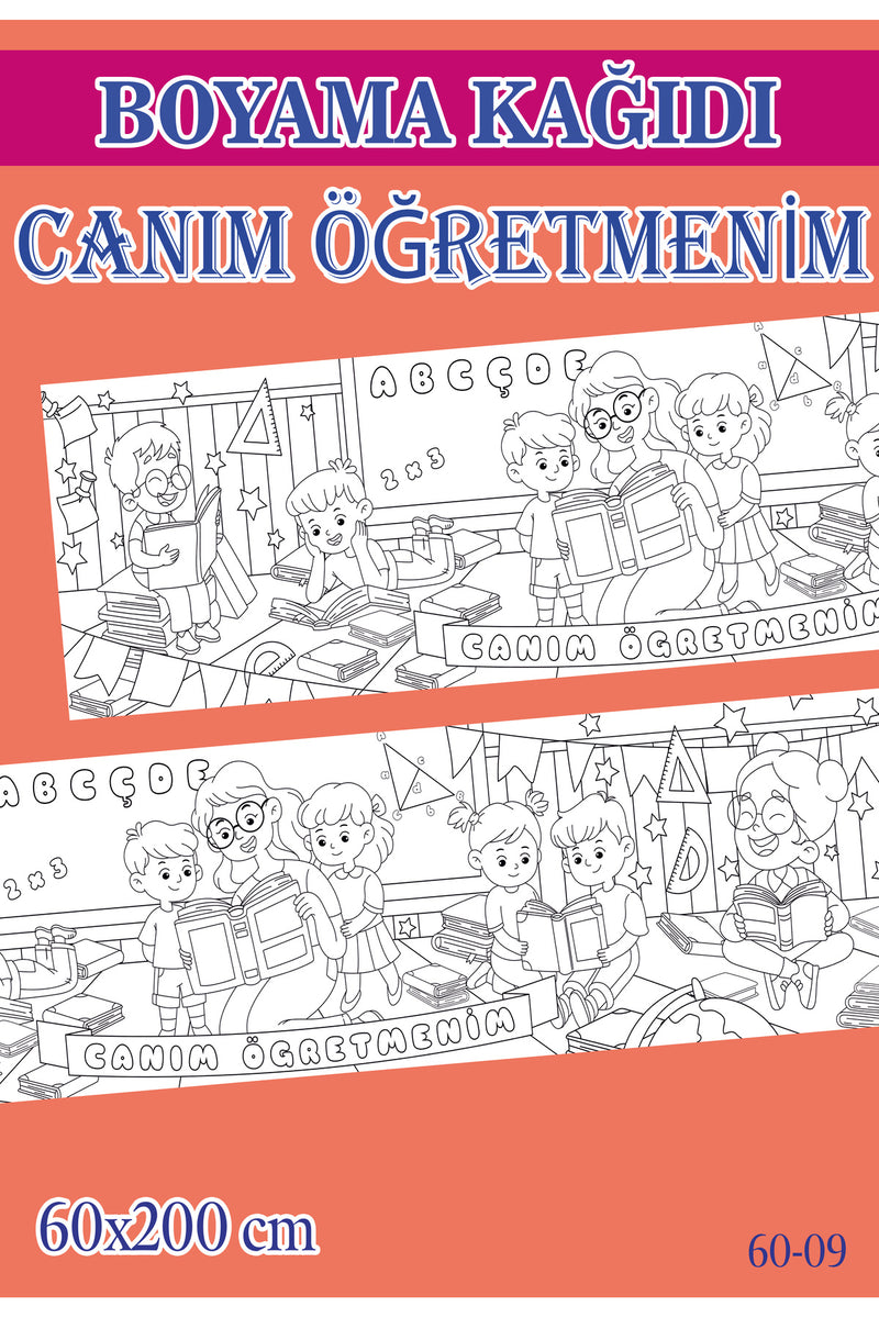 2 mt Canım Öğretmenim Tema Çocuk Aktivite Dev Boyama Kağıdı