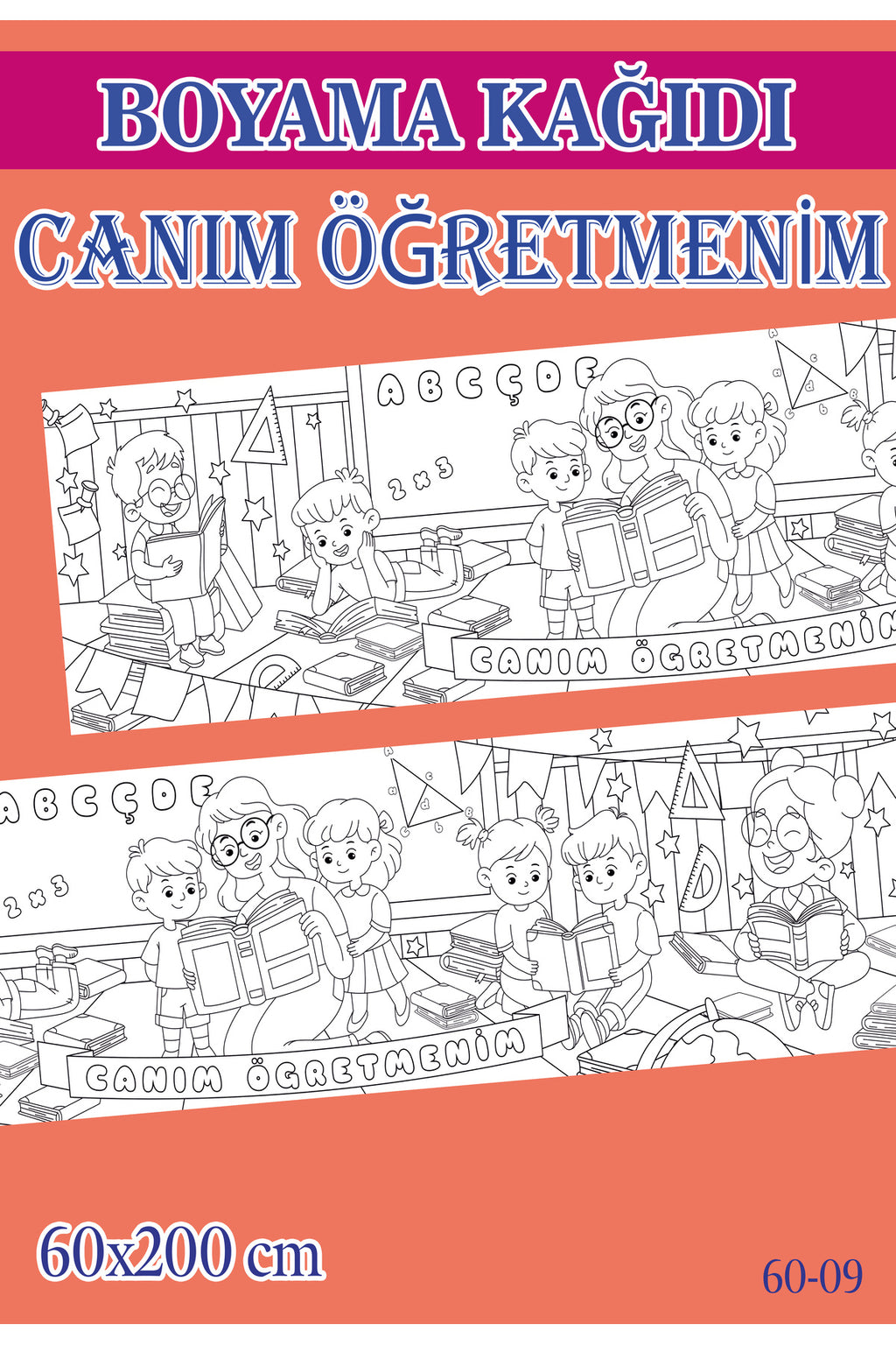 2 mt Canım Öğretmenim Tema Çocuk Aktivite Dev Boyama Kağıdı