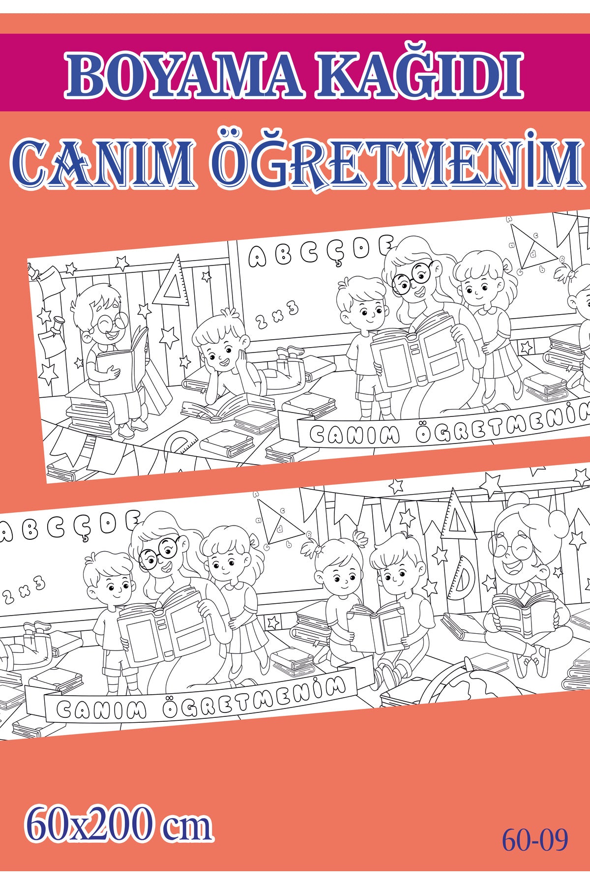 2 mt Canım Öğretmenim Tema Çocuk Aktivite Dev Boyama Kağıdı