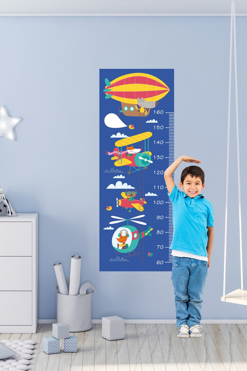 Hava Taşıtları Desenli Boy Ölçer Çocuk Odası Duvar Sticker - Sim629