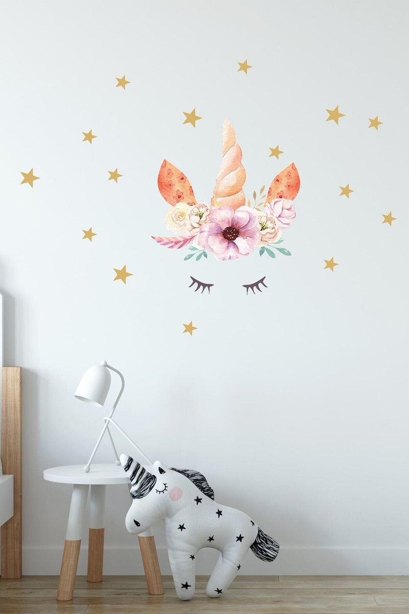 - Sim47 - Sevimli Unicorn Duvar Sticker Seti Renkli
