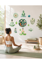 Zen Yoga Stüdyo Duvar Sticker Seti Mandala Lotus Kristal Budha Dekor Etiket Seti