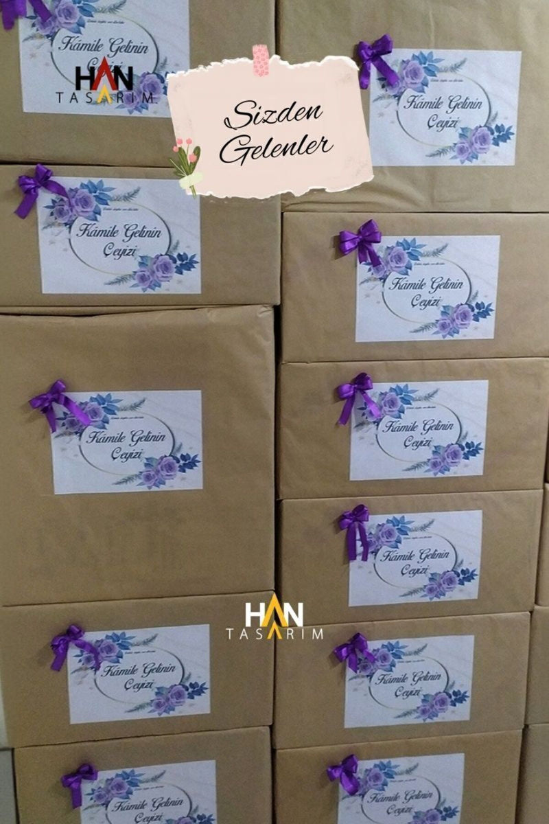 İsimli Çeyiz Etiketi - A4 Ebat- 10'lu Paket Kendinden Yapışkanlı