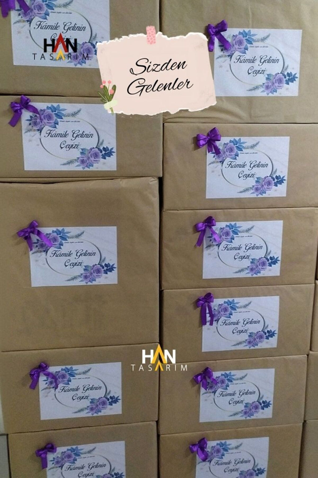 İsimli Çeyiz Etiketi - A4 Ebat- 10'lu Paket Kendinden Yapışkanlı