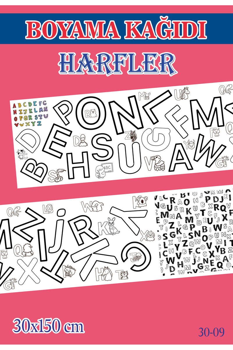 1,5 mt Harfler Tema Çocuk Aktivite Dev Boyama Kağıdı