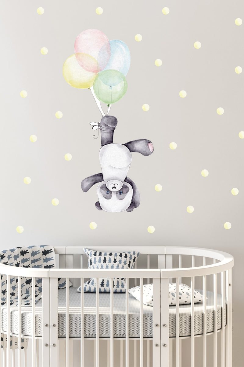 Rengarenk Balonlar Ve Panda Duvar Sticker Seti