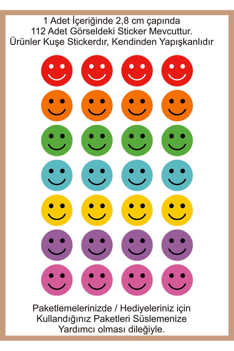Paketlerinizi süslemenize Yardımcı gülen surat renkli emojiler Etiketi