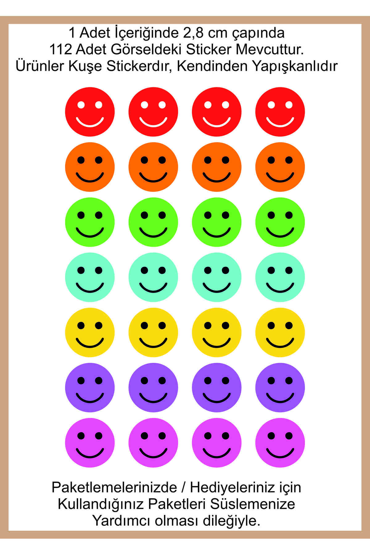 Paketlerinizi süslemenize Yardımcı gülen surat renkli emojiler Etiketi
