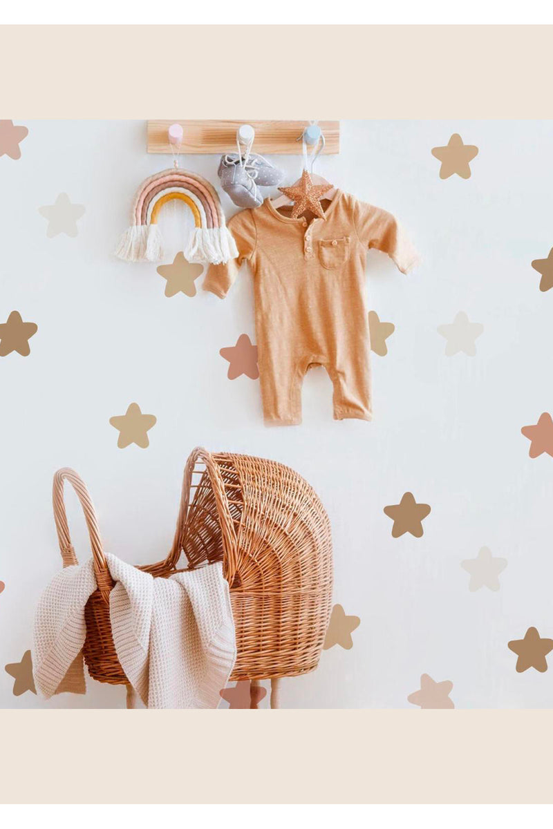 Asimetrik Boho Yıldızlar Minimal Çocuk Odası Duvar Sticker Seti