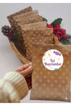 İyi Bayramlar yazılı, Paketleme Kutularına Özel Tasarım Etiketler 4 cm Çapında 15 Adet Etiket