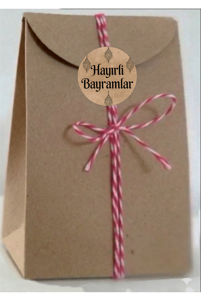 Hayırlı Bayramlar yazılı, Paketleme Kutularına Özel Tasarım Etiketler 4 cm Çapında 15 Adet Etiket