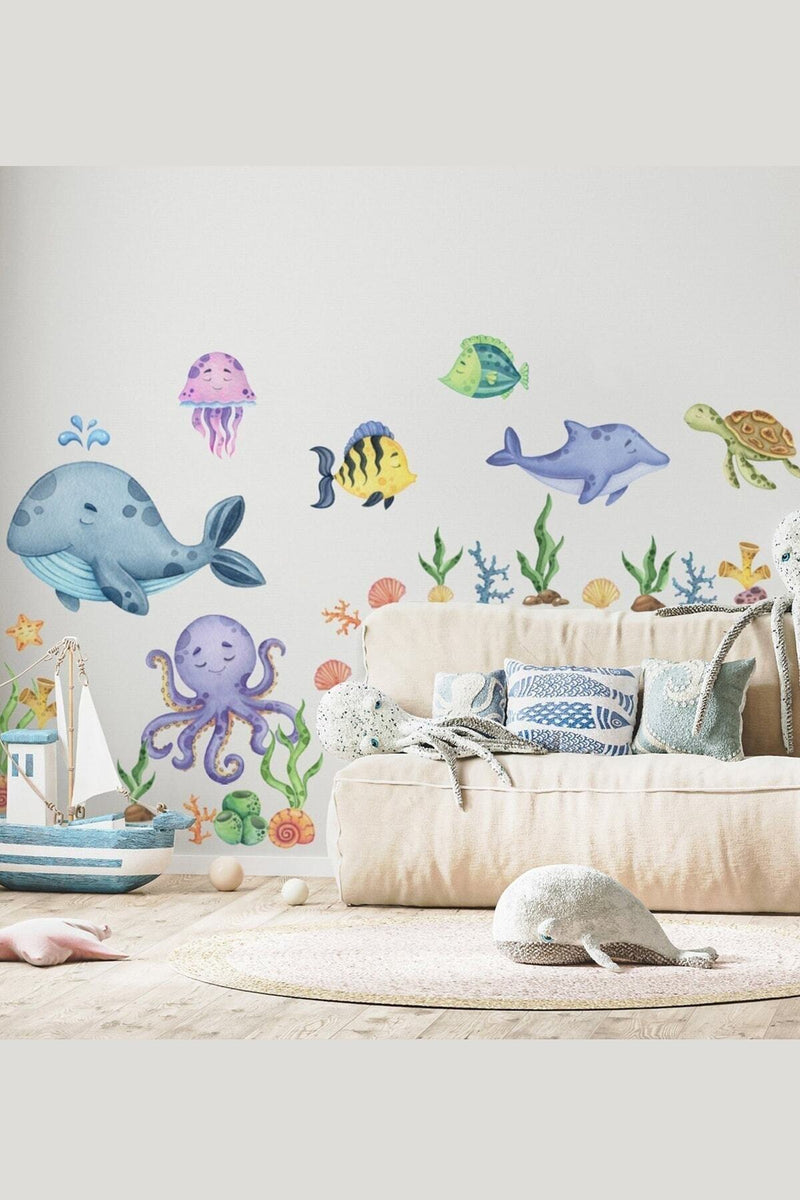 Sm358 Bebek Deniz Canlıları Duvar Sticker Seti