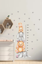 Neşeli Tavşan Kardeşler Boy Ölçer Duvar Sticker - Sim746