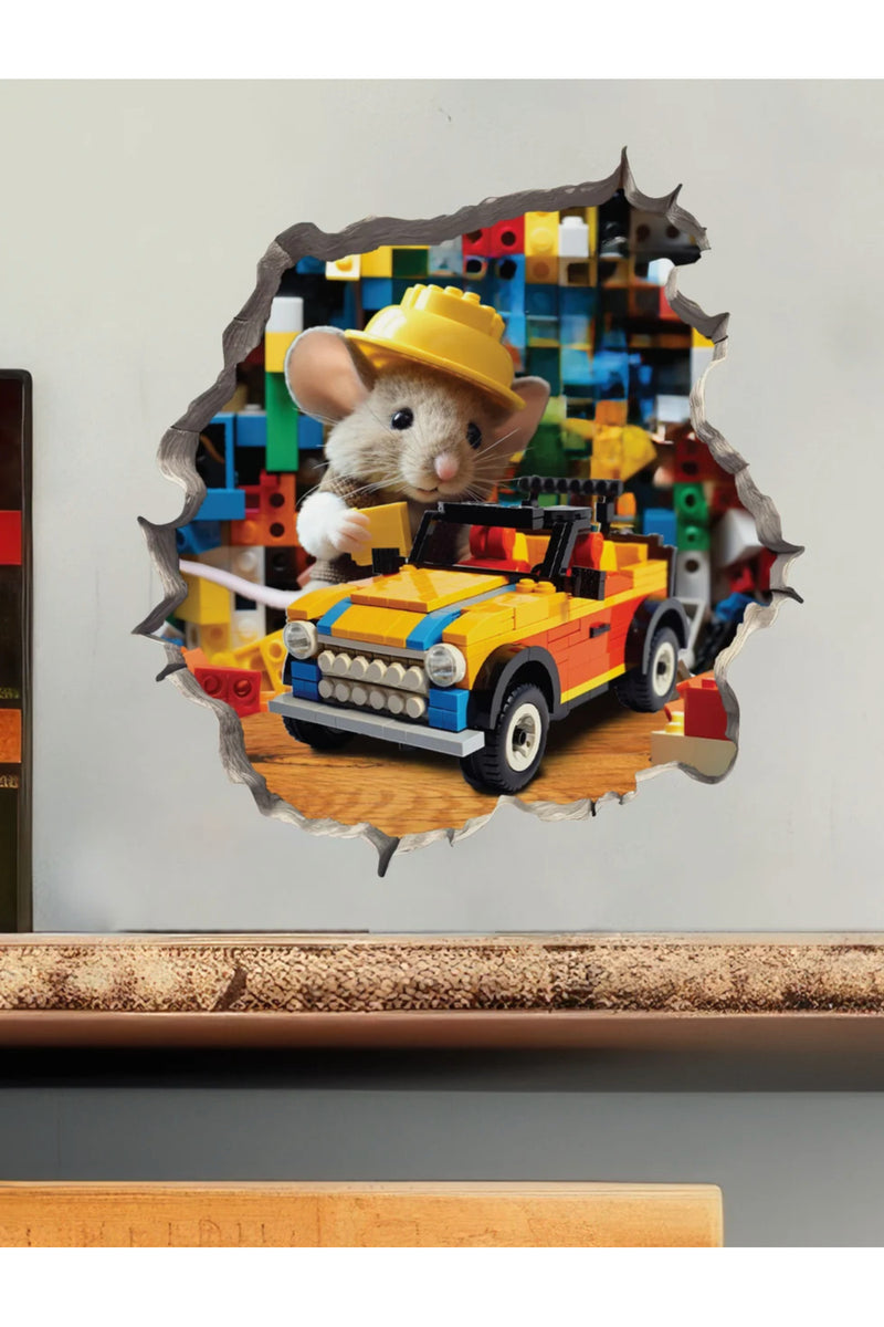 - Lego Oynayan Fare - Mini Dekoratif Sticker Çıkartma